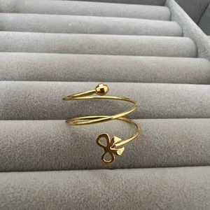 18k yellow real gold spiral ring with ribbon size 9